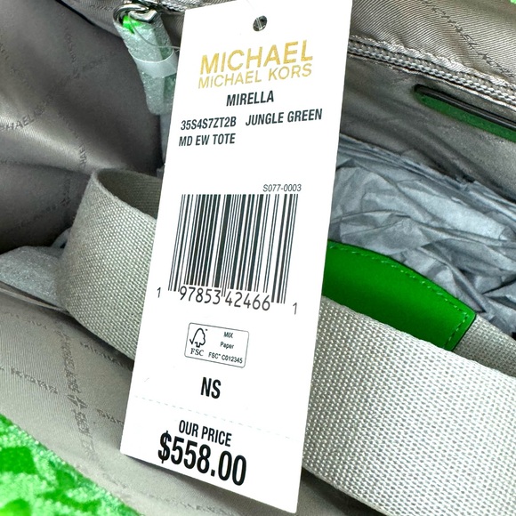 Michael Kors Mirella Medium Ombré Logo Tote Bag Jungle Green - Picture 9 of 9